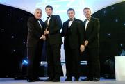 10 November 2006; Bryan Cullen, Dublin, receives his award from An Taoiseach Bertie Ahern, TD, in the company of Dessie Farrell, Chief Executive, GPA and Dave Sheerin, Opel Ireland, at the 2006 Opel GPA Player of the Year Awards. Gaelic Player Assoication Awards, Citywest Hotel, Dublin. Picture credit: Brendan Moran / SPORTSFILE