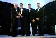 10 November 2006; Alan Dillon, Mayo, receives his award from An Taoiseach Bertie Ahern, TD, in the company of Dessie Farrell, Chief Executive, GPA and Dave Sheerin, Opel Ireland, at the 2006 Opel GPA Player of the Year Awards. Gaelic Player Assoication Awards, Citywest Hotel, Dublin. Picture credit: Brendan Moran / SPORTSFILE