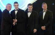 10 November 2006; Eoin Murphy, WaterfordBarry Owens, Fermanagh, receives his award from An Taoiseach Bertie Ahern, TD, in the company of Dessie Farrell, Chief Executive, GPA and Dave Sheerin, Opel Ireland, at the 2006 Opel GPA Player of the Year Awards. Gaelic Player Assoication Awards, Citywest Hotel, Dublin. Picture credit: Pat Murphy / SPORTSFILE