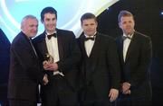 10 November 2006; Tom O'Sullivan, Kerry, receives his award from An Taoiseach Bertie Ahern, TD, in the company of Dessie Farrell, Chief Executive, GPA and Dave Sheerin, Opel Ireland, at the 2006 Opel GPA Player of the Year Awards. Gaelic Player Assoication Awards, Citywest Hotel, Dublin. Picture credit: Pat Murphy / SPORTSFILE