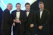 10 November 2006; Seamus Moynihan, Kerry, receives his award from An Taoiseach Bertie Ahern, TD, in the company of Dessie Farrell, Chief Executive, GPA and Dave Sheerin, Opel Ireland, at the 2006 Opel GPA Player of the Year Awards. Gaelic Player Assoication Awards, Citywest Hotel, Dublin. Picture credit: Pat Murphy / SPORTSFILE