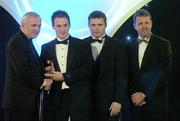 10 November 2006; Alan Dillon, Mayo, receives his award from An Taoiseach Bertie Ahern, TD, in the company of Dessie Farrell, Chief Executive, GPA and Dave Sheerin, Opel Ireland, at the 2006 Opel GPA Player of the Year Awards. Gaelic Player Assoication Awards, Citywest Hotel, Dublin. Picture credit: Pat Murphy / SPORTSFILE