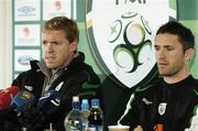13 November 2006; Republic of Ireland manager Stephen Staunton, left, with his team captain Robbie Keane during a press conference. Lansdowne Road, Dublin. Picture credit: David Maher / SPORTSFILE