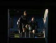 17 November 2006; Donncha O'Callaghan, left, and Frankie Sheahan make their way through the East Stand to the back pitch before Ireland rugby squad training. Back pitch, Lansdowne Road, Dublin. Picture credit: Brendan Moran / SPORTSFILE
