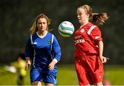 23 August 2014; Chloe McNamee, Shelbourne FC, in action against Amy McCormack, Peamount United FC. FAI Umbro Women's Under 16 Cup Final, Shelbourne FC v Peamount United FC, Jackson Park, Kiltiernan, Co. Dublin. Picture credit: Barry Cregg / SPORTSFILE