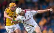 23 August 2014; John Hanbury, Galway, in action against Jack Guiney, Wexford. Bord Gáis Energy GAA Hurling Under 21 All-Ireland Championship, Semi-Final, Galway v Wexford, Semple Stadium, Thurles, Co. Tipperary. Picture credit: Stephen McCarthy / SPORTSFILE