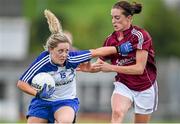 23 August 2014; Ciara McAnespie, Monaghan, in action against Emer Flaherty, Galway. TG4 All-Ireland Ladies Football Senior Championship, Quarter-Final, Galway v Monaghan, St Brendan's Park, Birr, Co. Offaly. Picture credit: Brendan Moran / SPORTSFILE