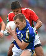 24 August 2014; Andrew Barry, Kerry, in action against Sharoize Akram, Mayo. Electric Ireland GAA Football All-Ireland Minor Championship, Semi-Final, Kerry v Mayo, Croke Park, Dublin. Picture credit: Stephen McCarthy / SPORTSFILE
