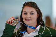 24 August 2014; Team Ireland athleteOrla Barry, from Ladysbridge, Cork, pictured on her return at Dublin Airport from the 2014 IPC Athletics European Championships in Wales. Dublin Airport, Dublin. Picture credit: Barry Cregg / SPORTSFILE