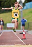 24 August 2014; Arlene Crossan, Letterkenny, Co. Donegal, in action during the Girls Under 16 Triple Jump. HSE Community Games August Festival 2014, Athlone Institute of Technology, Athlone, Co. Westmeath.  Picture credit: David Maher / SPORTSFILE