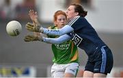 23 August 2014; Cliodhna O'Connor, Dublin, in action against Louise Ni Mhuircheartaigh, Kerry. TG4 All-Ireland Ladies Football Senior Championship, Quarter-Final, Dublin v Kerry, St Brendan's Park, Birr, Co. Offaly. Picture credit: Brendan Moran / SPORTSFILE
