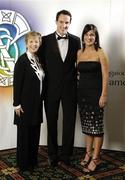 11 November 2006; At the 2006 Camogie All-Star Awards were, from left, Liz Howard, President, Cumann Camogaiochta na nGael, Guest of Honour and Sydney Swans footballer Tadhg Kennelly and Sheena Howard. Citywest Hotel, Dublin. Picture credit: Brendan Moran / SPORTSFILE