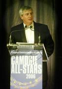 11 November 2006; MC Michael Lyster speaing at the 2006 Camogie All-Star Awards. Citywest Hotel, Dublin. Picture credit: Brendan Moran / SPORTSFILE