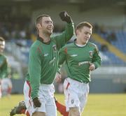 18 November 2006; Gary Hamilton, Glentoran, celebrates with team-mate Jason Hill, right, after scoring his side's second goal. Carnegie Premier League, Newry City v Glentoran, The Showgrounds, Newry, Co. Down. Picture credit: Damien Eagers / SPORTSFILE
