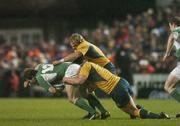 19 November 2006; Gordon D'Arcy, Ireland, is tackled by Al Baxter and Phil Waugh, Australia. Autumn Internationals, Ireland v Australia, Lansdowne Road, Dublin. Picture credit: David Maher / SPORTSFILE