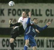 22 November 2006; Philip Hughes, Dundalk, in action against Kenny Browne, Waterford United. eircom League Premier Division / First Division Playoff 1st Leg, Dundalk v Waterford United, Oriel Park, Dundalk. Picture credit: David Maher / SPORTSFILE