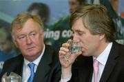 22 November 2006; John O’Donoghue, T.D., Minister for Arts, Sport and Tourism and John Delaney, Chief Executive of the FAI, attend a press conference to announce details of the Football Association of Ireland Mini Pitch Initiative. The Alexander Hotel, Merrion Square, Dublin. Picture credit: Damien Eagers / SPORTSFILE