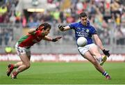 24 August 2014; Paul Geaney, Kerry, in action against Ger Cafferkey, Mayo. GAA Football All-Ireland Senior Championship, Semi-Final, Kerry v Mayo, Croke Park, Dublin. Picture credit: Ramsey Cardy / SPORTSFILE