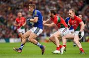 24 August 2014; James O'Donoghue, Kerry, in action against Keith Higgins and Tom Cunniffe, Mayo. GAA Football All-Ireland Senior Championship, Semi-Final, Kerry v Mayo, Croke Park, Dublin. Picture credit: Ray McManus / SPORTSFILE