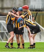 24 August 2014; Kilkenny players, from left to right, Kate McDonald, Emma Kavanagh, Grace Walsh and Mairead Power, front, celebrate after victory over Galway. Liberty Insurance All-Ireland Senior Camogie Championship Semi-Final, Galway v Kilkenny. Gaelic Grounds, Limerick. Picture credit: Diarmuid Greene / SPORTSFILE