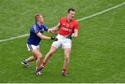 24 August 2014; Cillian O'Connor, Mayo, celebrates a point during an altercation with Kerry's Fionn Fitzgerald. GAA Football All-Ireland Senior Championship, Semi-Final, Kerry v Mayo, Croke Park, Dublin. Picture credit: Pat Murphy / SPORTSFILE