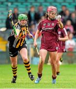 24 August 2014; Orlaith McGrath, Galway, in action against Edwina Keane, Kilkenny. Liberty Insurance All-Ireland Senior Camogie Championship Semi-Final, Galway v Kilkenny. Gaelic Grounds, Limerick. Picture credit: Diarmuid Greene / SPORTSFILE