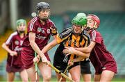 24 August 2014; Edwina Keane, Kilkenny, in action against Brenda Hanney, left and Orlaith McGrath, Galway. Liberty Insurance All-Ireland Senior Camogie Championship Semi-Final, Galway v Kilkenny. Gaelic Grounds, Limerick. Picture credit: Diarmuid Greene / SPORTSFILE