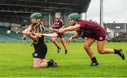 24 August 2014; Shelly Farrell, Kilkenny, in action against Heather Cooney, Galway. Liberty Insurance All-Ireland Senior Camogie Championship Semi-Final, Galway v Kilkenny. Gaelic Grounds, Limerick. Picture credit: Diarmuid Greene / SPORTSFILE