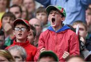 24 August 2014; Young Mayo supporters cheer on their side during the game. GAA Football All-Ireland Senior Championship, Semi-Final, Kerry v Mayo, Croke Park, Dublin. Picture credit: Brendan Moran / SPORTSFILE
