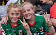 24 August 2014; Mayo supporters, Molly O'Connor, left, from Belmullett, and Elena Carey, Ballina, at the game. GAA Football All-Ireland Senior Championship, Semi-Final, Kerry v Mayo, Croke Park, Dublin. Picture credit: Ray McManus / SPORTSFILE