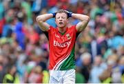 24 August 2014; Mayo's Colm Boyle leaves the pitch after the game ended in a draw. GAA Football All-Ireland Senior Championship, Semi-Final, Kerry v Mayo, Croke Park, Dublin. Picture credit: Brendan Moran / SPORTSFILE