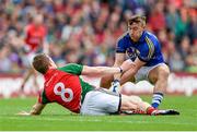 24 August 2014; Donal Vaughan, Mayo, in action against James O'Donoghue, Kerry. GAA Football All-Ireland Senior Championship, Semi-Final, Kerry v Mayo, Croke Park, Dublin. Picture credit: Stephen McCarthy / SPORTSFILE