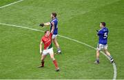 24 August 2014; Andy Moran, Mayo, appeals to referee David Coldrick after the umpires judged his shot to be wide. Hawk Eye was used and the point was awarded. GAA Football All-Ireland Senior Championship, Semi-Final, Kerry v Mayo, Croke Park, Dublin. Picture credit: Pat Murphy / SPORTSFILE