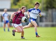 23 August 2014; Nicola Ward, Galway, in action against Cora Courtney, Monaghan. TG4 All-Ireland Ladies Football Senior Championship, Quarter-Final, Galway v Monaghan, St Brendan's Park, Birr, Co. Offaly. Picture credit: Brendan Moran / SPORTSFILE