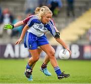 23 August 2014; Caoimhe Mohan, Monaghan, in action against Mairéad Coyne, Galway. TG4 All-Ireland Ladies Football Senior Championship, Quarter-Final, Galway v Monaghan, St Brendan's Park, Birr, Co. Offaly. Picture credit: Brendan Moran / SPORTSFILE