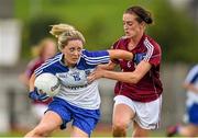 23 August 2014; Ciara McAnespie, Monaghan, in action against Emer Flaherty, Galway. TG4 All-Ireland Ladies Football Senior Championship, Quarter-Final, Galway v Monaghan, St Brendan's Park, Birr, Co. Offaly. Picture credit: Brendan Moran / SPORTSFILE