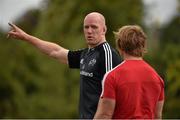 25 August 2014; Munster's Paul O'Connell speaking to scrum coach Gerry Flannery during squad training ahead of their SEAT Challenge game against London Irish on Friday. Munster Rugby Press Conference, Cork Institute of Technology, Bishopstown, Cork. Picture credit: Barry Cregg / SPORTSFILE