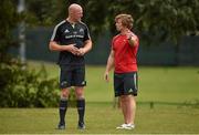 25 August 2014; Munster scrum coach Gerry Flannery speaking to Paul O'Connell during squad training ahead of their SEAT Challenge game against London Irish on Friday. Munster Rugby Press Conference, Cork Institute of Technology, Bishopstown, Cork. Picture credit: Barry Cregg / SPORTSFILE