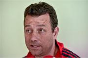 25 August 2014; Munster assistant coach Brian Walsh speaking during a press conference ahead of their SEAT Challenge game against London Irish on Friday. Munster Rugby Press Conference, Cork Institute of Technology, Bishopstown, Cork. Picture credit: Barry Cregg / SPORTSFILE