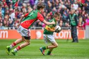 24 August 2014; Ronan Kelleher, Lismore, Co. Waterford, representing Kerry, in action against Fionn O'Hara, Mullingar, Co. Westmeath, representing Mayo. INTO/RESPECT Exhibition GoGames, Croke Park, Dublin. Picture credit: Ramsey Cardy / SPORTSFILE