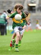 24 August 2014; Cormac O'Brien, Tinryland, Co. Carlow, representing Kerry, in action against Sam Barnes, Carrick-on-Shannon, Co. Leitrim, representing Mayo. INTO/RESPECT Exhibition GoGames, Croke Park, Dublin. Picture credit: Ramsey Cardy / SPORTSFILE