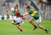 24 August 2014; Oliver MacNamara, Delvin Road, Mullingar, Co. Westmeath, representing Mayo, in action against Ronan Kelleher, Lismore, Co. Waterford, representing Kerry. INTO/RESPECT Exhibition GoGames, Croke Park, Dublin. Picture credit: Ramsey Cardy / SPORTSFILE