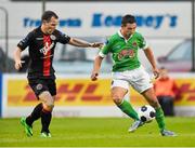 25 August 2014; Josh O'Shea, Cork City, in action against Derek Pender, Bohemians. FAI Ford Cup, 3rd Round Reply, Cork City v Bohemians. Dalymount Park, Dublin. Picture credit: David Maher / SPORTSFILE