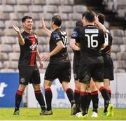 25 August 2014; Dinny Corcoran, left, Bohemians, celebrates after scoring his side's first goal with team-mates. FAI Ford Cup, 3rd Round Reply, Cork City v Bohemians. Dalymount Park, Dublin. Picture credit: David Maher / SPORTSFILE