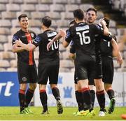 25 August 2014; Dinny Corcoran, left, Bohemians, celebrates after scoring his side's first goal with team-mates. FAI Ford Cup, 3rd Round Reply, Cork City v Bohemians. Dalymount Park, Dublin. Picture credit: David Maher / SPORTSFILE