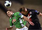 25 August 2014; Mark O'Sullivan, Cork City, in action against Aidan Price, Bohemians. FAI Ford Cup, 3rd Round Reply, Cork City v Bohemians. Dalymount Park, Dublin. Picture credit: David Maher / SPORTSFILE