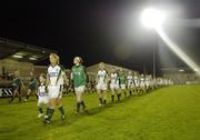 4 November 2006; Ireland captain Sarah O'Connor leads her side during the pre-match parade. Ladies International Rules Series 2006, Second Test, Ireland v Australia, Parnell Park, Dublin. Picture credit: Brendan Moran / SPORTSFILE