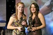 18 November 2006; Laois All-Star award winners, Patricia Fogarty, left, and Tracey Lawlor at the 2006 TG4 / O'Neills Ladies Gaelic Football All-Star Awards. Citywest Hotel, Dublin. Picture credit: Brendan Moran / SPORTSFILE