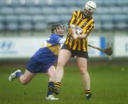 19 November 2006; Sinead Cash, St Lachtain's, in action against Orla McColl, O'Donovan Rossa. All-Ireland Senior Camogie Club Championship Final, St Lachtain's v O'Donovan Rossa, O'Moore Park, Portlaoise, Co. Laois. Picture credit: Brian Lawless / SPORTSFILE