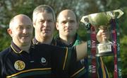21 November 2006; Previous winning captains of the Connacht Football Final get out in force in support of this year’s team ahead of the AIB Connacht Football Final this weekend.  Corofin take on St Brigid’s of Roscommon where they hope to bring the cup back for the fourth time.  Pictured l-r are Clive Clancy (Capt. ’91), Thomas Greaney (Capt. ’95) and  Ray Silke (Capt. ’97). Corofin, Co. Galway. Picture credit: Ray Ryan / SPORTSFILE